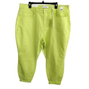 Judy Blue NEW Neon Lime Green Slim Fit Cuffed Jeans Women's 22W Plus